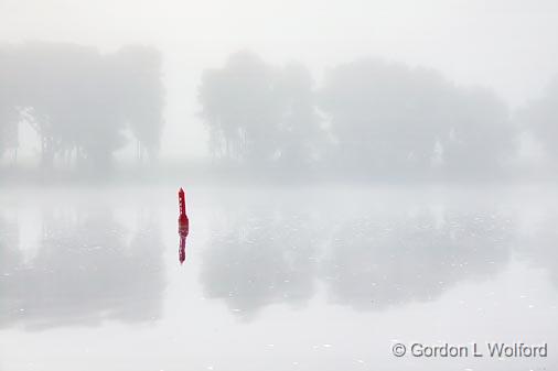 Red Channel Marker_19039.jpg - Foggy Rideau Canal Waterway photographed near Smiths Falls, Ontario, Canada.